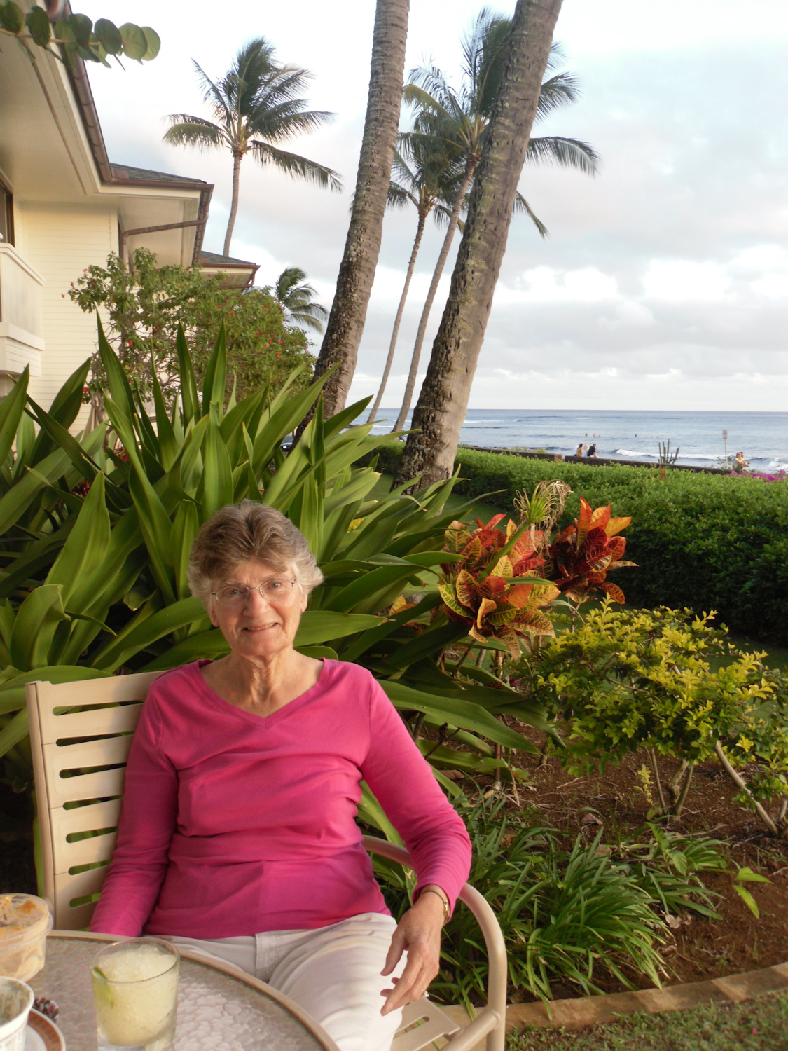 Mom on condo lanai